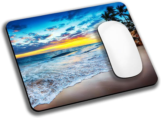 Sunset Beach Wave Mouse Pads for Desk, Portable Wireless Computer Mouse pad by EASTSMOOTH