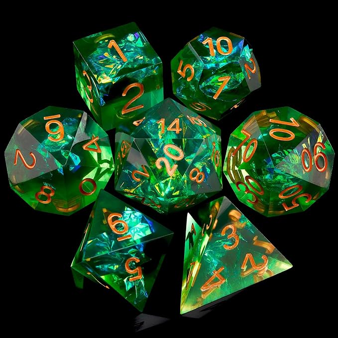 Haxtec Sharp Dice Resin DND Dice Set Polyhedral D&D Dice by HaxtecDice