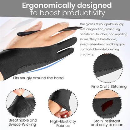 Digital Drawing Glove: 3-Layer Palm Rejection, Two-Finger Artist Glove - Image 7