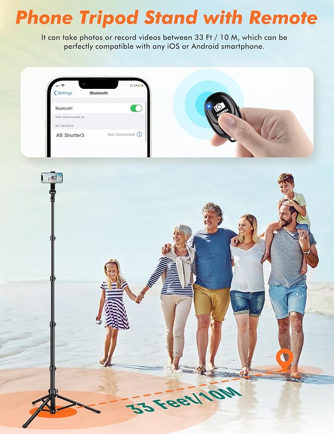 71" Tripod for iPhone, Phone Tripod Selfie Stick - Image 3