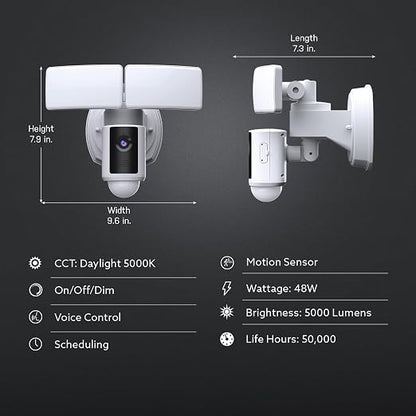 Feit Electric Smart WiFi Floodlight Security Camera, 5000 Lumens, 1080p HD - Image 8