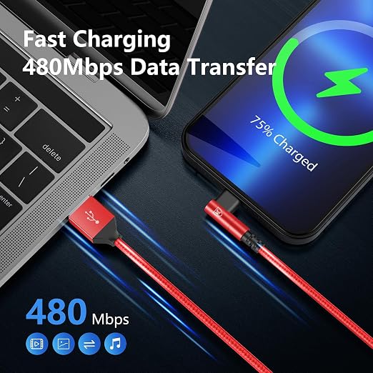 3Pack 90 Degree Lightning Cable, iPhone Charger Cable 6ft, Long Fast Charging - Image 5
