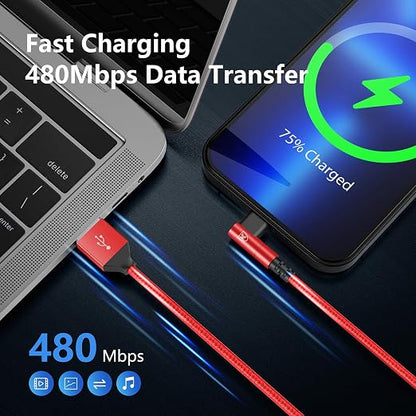 3Pack 90 Degree Lightning Cable, iPhone Charger Cable 6ft, Long Fast Charging - Image 5