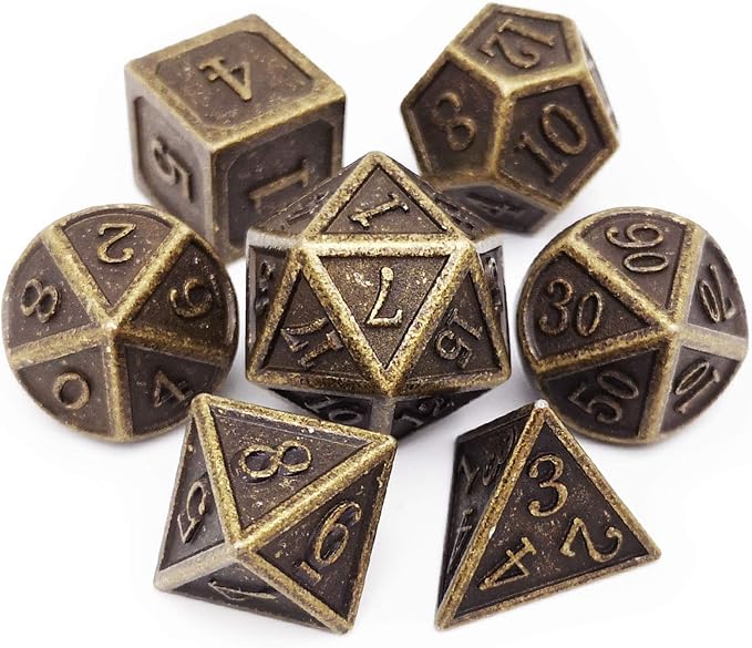 Haxtec DND Metal Dice Set 7PCS D&D Dice of D20 D12 D10 D8 D6 D4 Compatible by HaxtecDice