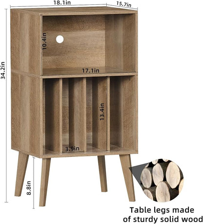 Lerliuo Record Player Stand, Oak Turntable Stand Holds up to 160 Albums - Image 3