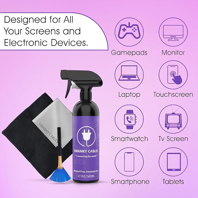 Swanky Screen Cleaner Kit: 6-Pack Microfiber Cloths & Electronic Cleaner Spray - Image 7