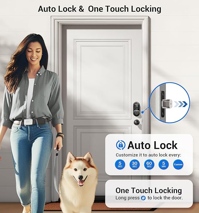 Veise RZ07C Smart Locks for Front Door, 2 Knob Handle Set, Fingerprint Keyless - Image 3