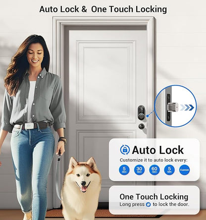 Veise RZ07C Smart Locks for Front Door, 2 Knob Handle Set, Fingerprint Keyless - Image 3