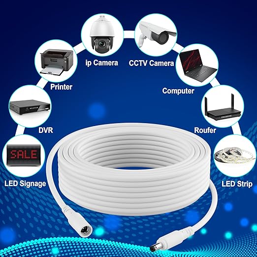 12V DC Power Extension Cable 35 FT, 5.5 mm x 2.1 mm 5521 Male to Female Supply - Image 4