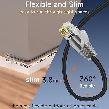 Cat6a Slim Ethernet Patch Cable 200ft Outdoor & Indoor, Flexible 10G Cat6 - Image 2