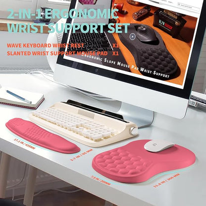 2-in-1 Ergonomic Set, Wave Rise Keyboard Wrist Rest and Massage Bulge Slope - Image 5