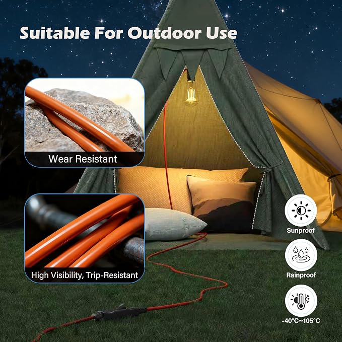 90 Degree 2 Prong Polarized Outdoor Power Extension Cord 125 FT, Angled - Image 3