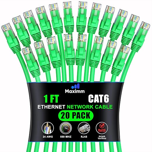 Maximm Cat 6 Ethernet Cable 1 ft by MaximmCable