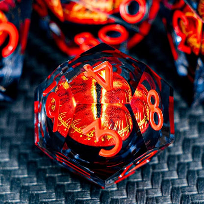 ARUOHHA DND Resin Dice Gazes Eye Dice Liquid Core Flaming RPG Sharp Edged Dice - Image 4