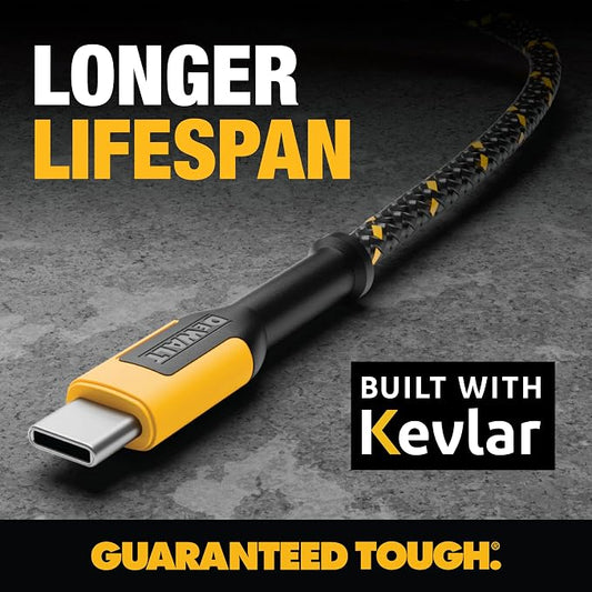 DEWALT Heavy Duty USB C Cable, Premium Braided Nylon USB A to Type C Charger - Image 2