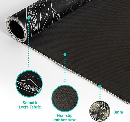 Japanese Gaming Mouse Pad Abstract Black Mouse Pad 31.5x11.8 Inch Black Sea - Image 8