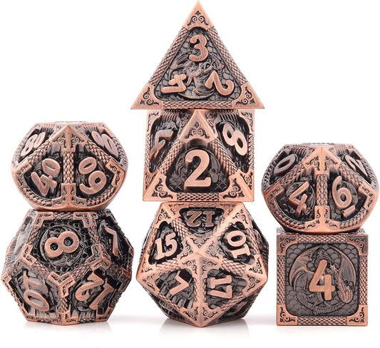 PJOY Metal DND Dice Set D&D Dragon Dice Copper by PJOYDice