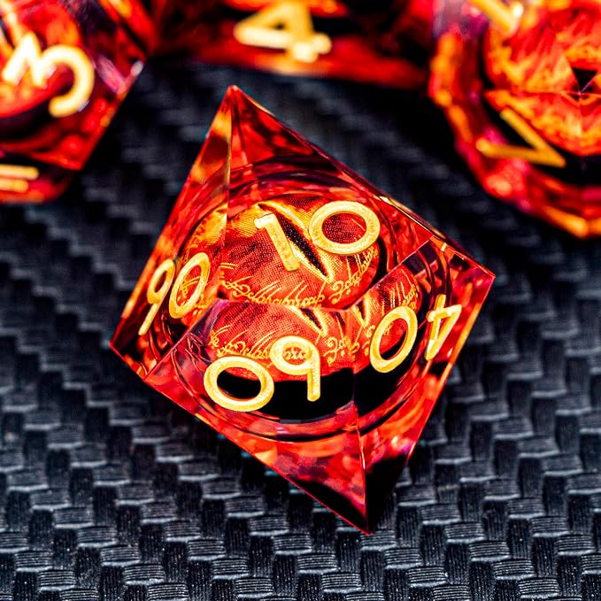 ARUOHHA DND Resin Dice Gazes Eye Dice Liquid Core Flaming RPG Sharp Edged Dice - Image 5