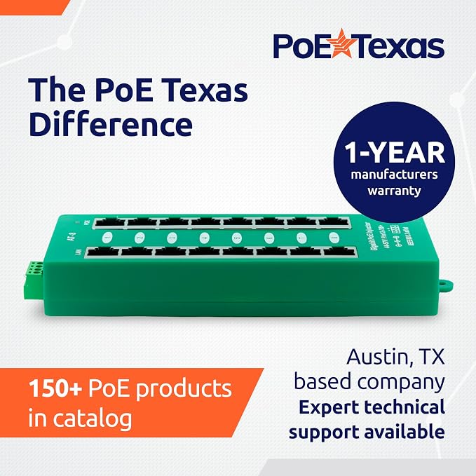 PoE Texas 8 Port PoE/PoE+ Active Mode A Injector - Image 7