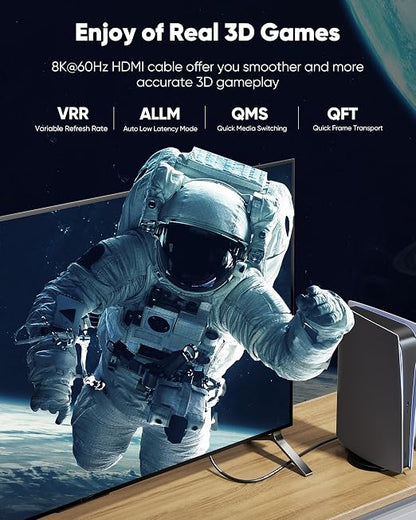Highwings 10K 8K HDMI Cable 10FT, 4K@120Hz 144Hz HDMI 2.1 Cord Ultra High Speed - Image 5