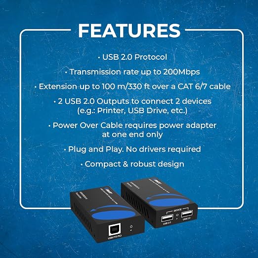 OREI USB 2.0 Over Ethernet Cat5e/6 Extender LAN Upto 330 Feet - Image 3