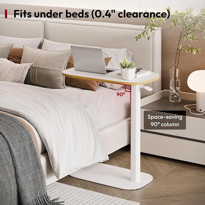 SANODESK Adjustable Overbed Bedside Table Pneumatic Adjustable Height Laptop - Image 3