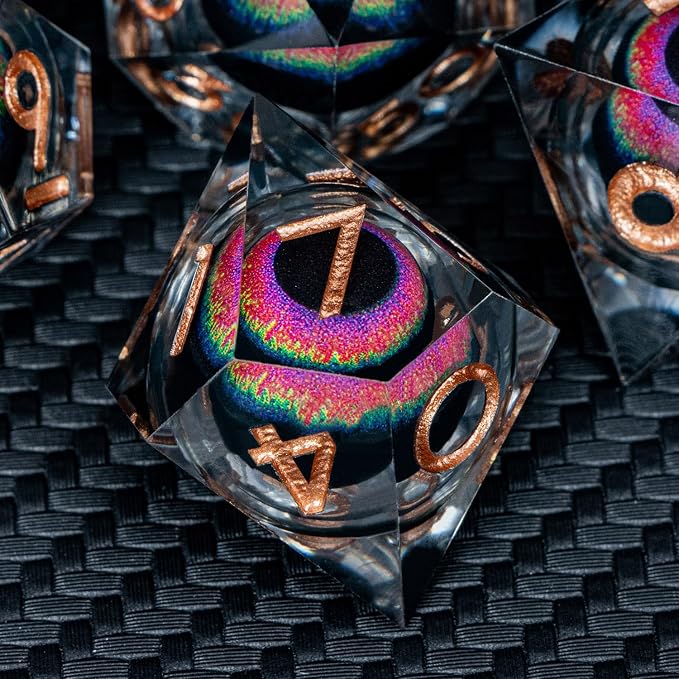ARUOHHA DND Dragon Eye Dice Liquid Core Resin Sharp Edged Dice Set - Image 4