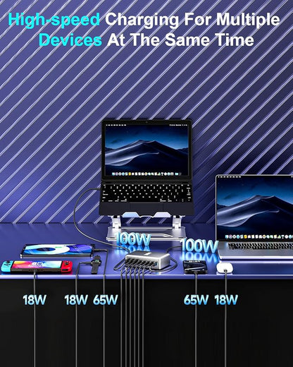 440W Fast USB C GAN Charger Block 8 Port Charging Station HUB Brick Dual PD PPS - Image 2