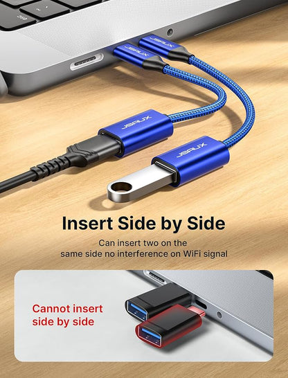 JSAUX USB C to USB Adapter, USB Type C Male to USB 3.0 Female OTG Cable-Blue - Image 4