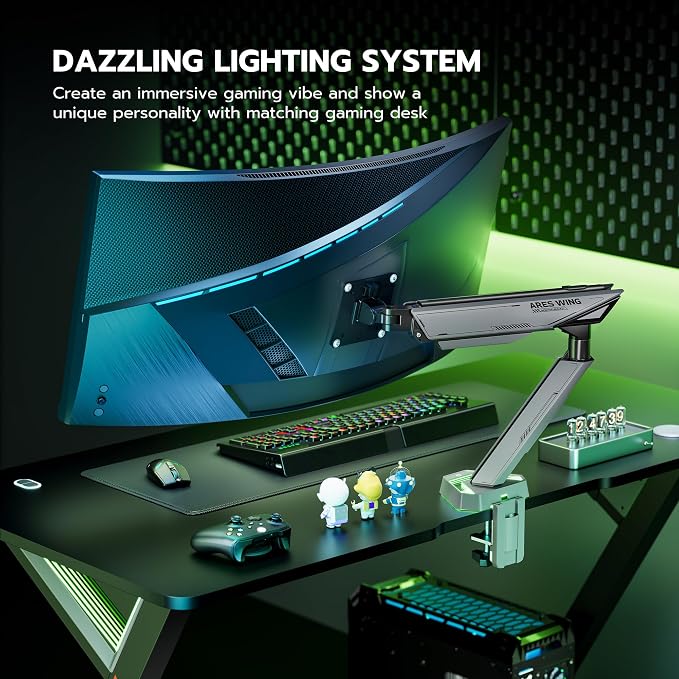 ARES WING RGB Single Monitor Arm Desk Mount - Image 8