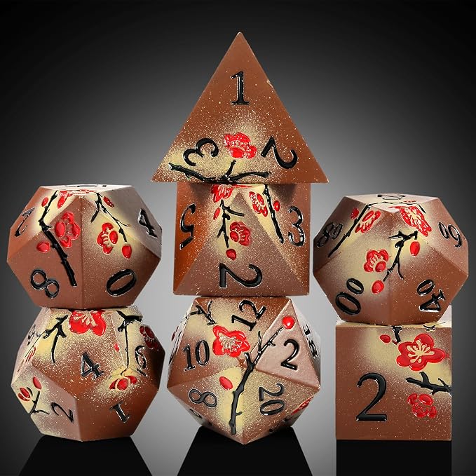 Metal Dice Set DND, DNDND 7 PCS Metallic Flowers D&D Dice - Image 2
