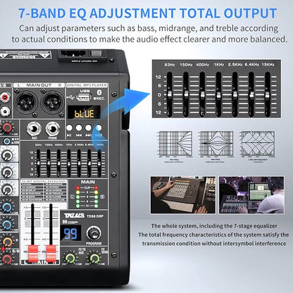 Audio Mixer, 6-Channel Professional DJ Mixer - Image 4