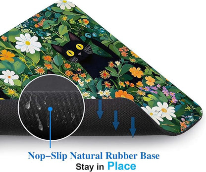 Cute Flowers Black Cats Mouse Pads - Image 4