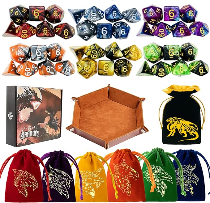 DND Dice Set 42 Pcs Polyhedral Dungeons and Dragons Rolling Dice by PUGED