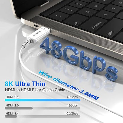8K Fiber Optic HDMI Cable 80 FT, 8K@60Hz 4K@240Hz, Thin Extra Long HDMI Cable - Image 2