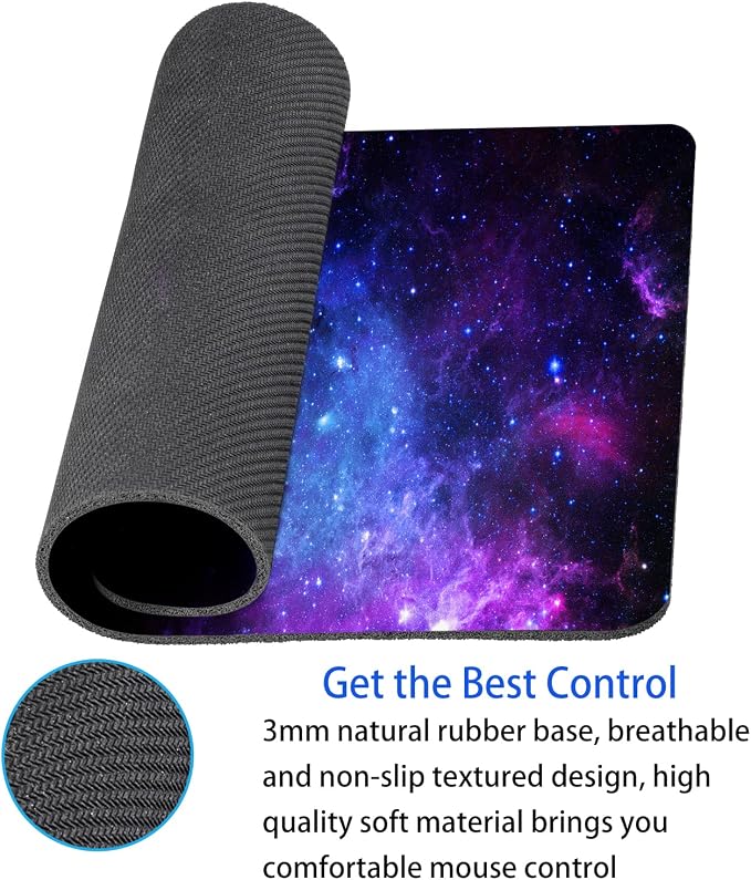 Purple Galaxy Mouse pad, Small Personalized Nebula Design Washable Rubber Mouse - Image 4