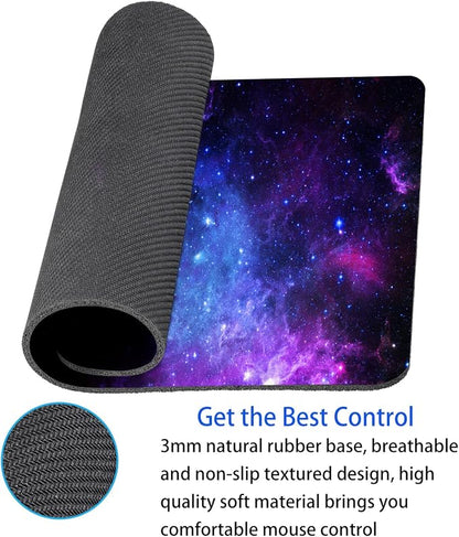 Purple Galaxy Mouse pad, Small Personalized Nebula Design Washable Rubber Mouse - Image 4