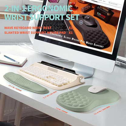 2-in-1 Ergonomic Set, Wave Rise Keyboard Wrist Rest and Massage Bulge Slope - Image 5
