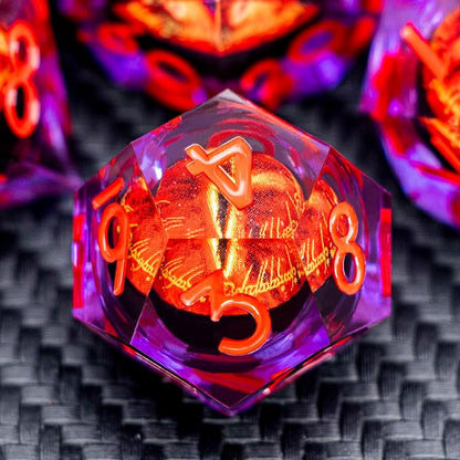 ARUOHHA DND Resin Dice Gazes Eye Dice Purple Red Liquid Core Flaming RPG Sharp - Image 4
