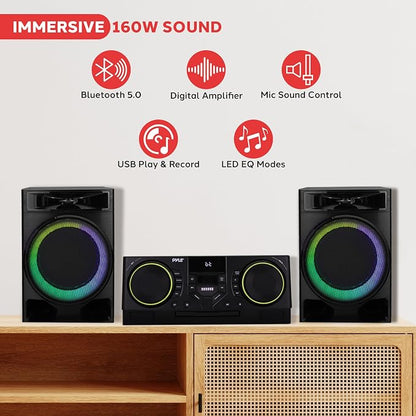 Pyle CD Stereo System with Bluetooth, MP3/DVD/CD Playback, Dual USB Recording - Image 2