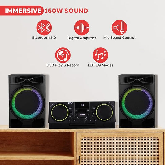 Pyle CD Stereo System with Bluetooth, MP3/DVD/CD Playback, Dual USB Recording - Image 2
