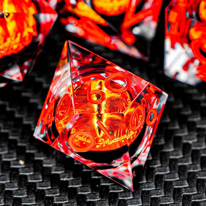 ARUOHHA DND Resin Dice Gazes Eye Dice Liquid Core Red RPG Sharp Edged Dice Set - Image 5