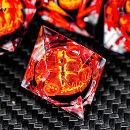 ARUOHHA DND Resin Dice Gazes Eye Dice Liquid Core Red RPG Sharp Edged Dice Set - Image 5