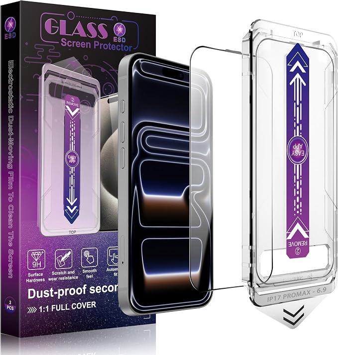Screen Protector for iPhone 17 Pro Max 6.9-Inch, 2 Pack, 9H Tempered Glass by Unknown