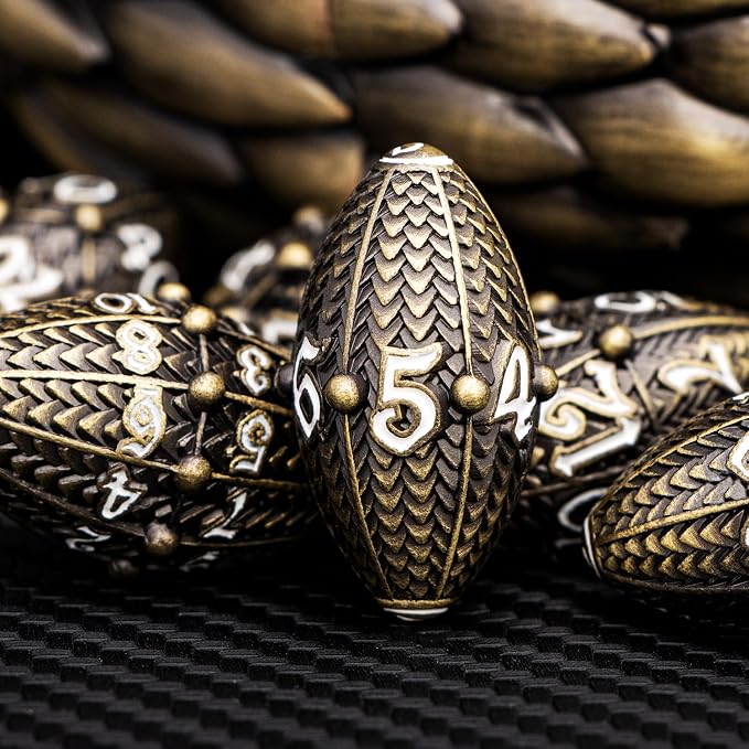 ARUOHHA DND Metal Dice Bronze Dragon Egg Dice - Image 2