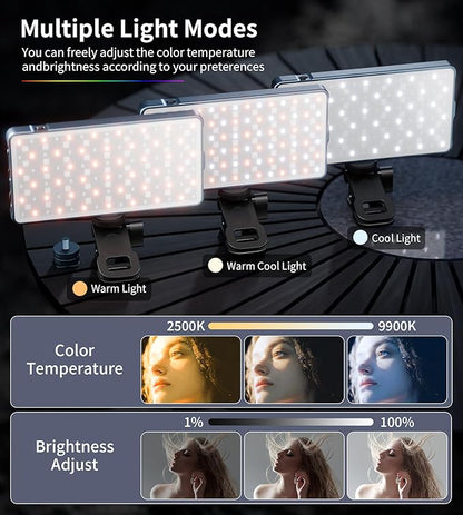 Selfie Camera Phone Light with Metal Hotshoe & Clip, CRI 96+ 2500K-9900K - Image 7