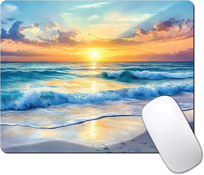 Aesthetic Sunrise Sunset Beach Custom Mouse Pad by IMAYONDIA