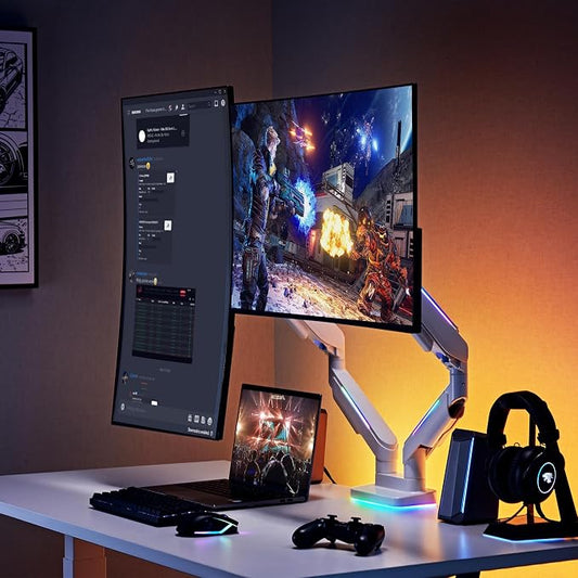 AVLT RGB Lights Dual 17”-43” Gaming Monitor Arm Desk Mount, Fits Two - Image 2