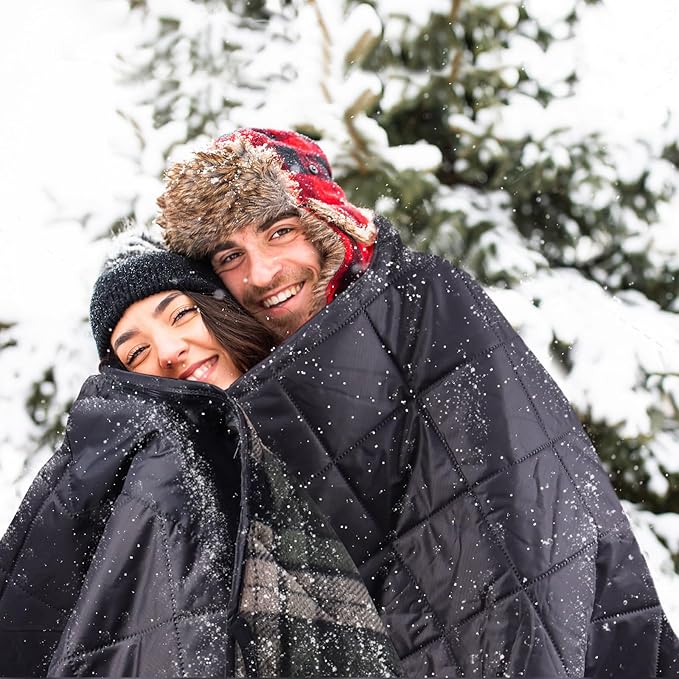 DUKUSEEK Large Waterproof Camping Blanket, Cold Weather Warm Fleece Blankets - Image 5