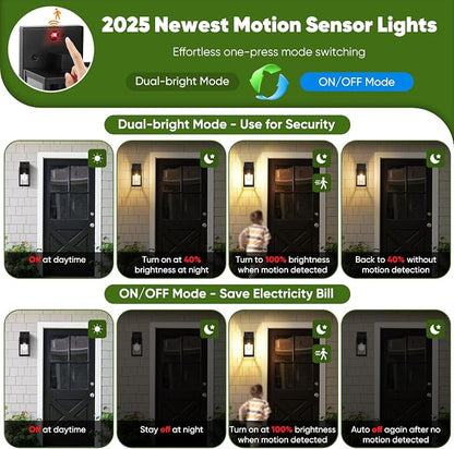 2-Pack Upgraded Motion Sensor Outdoor Wall Lights, 10.6” Small Dusk to Dawn - Image 3